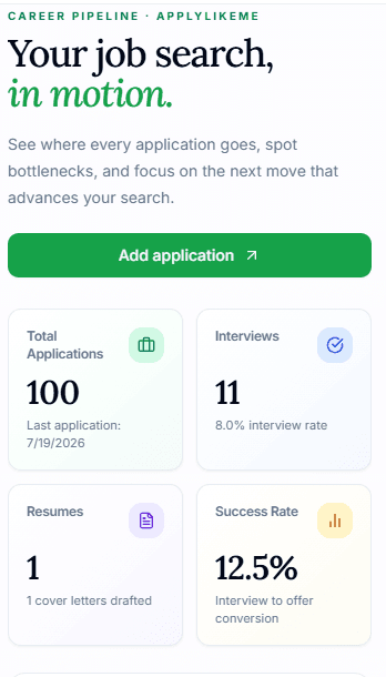 ApplyLikeMe application tracking dashboard